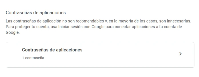 Creación de contraseña de aplicaciones